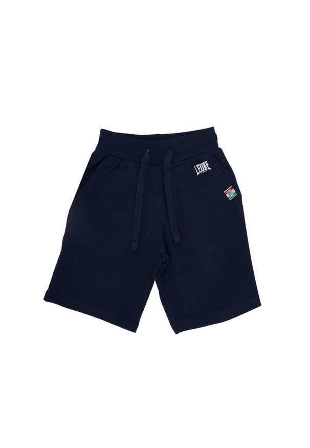 LEONE 1947 APPAREL - Podstawowe dziecięce bermudy polarowe z małym logo. Okazja: na uczelnię. Kolor: niebieski. Materiał: polar. Styl: sportowy. Sport: joga i pilates