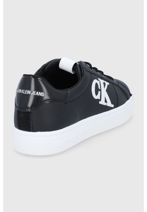 Calvin Klein Jeans - Buty skórzane. Nosek buta: okrągły. Zapięcie: sznurówki. Kolor: czarny. Materiał: skóra