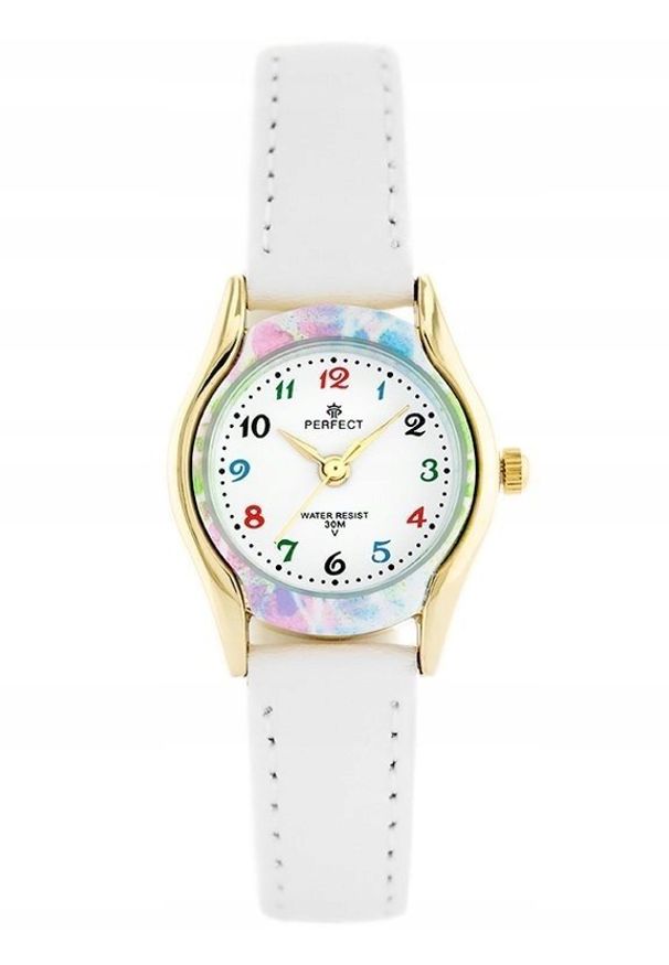 Perfect ZEGAREK DZIECIĘCY PERFECT LP223-04 - KOMUNIJNY - biały / barwny ring + BOX. Kolor: biały