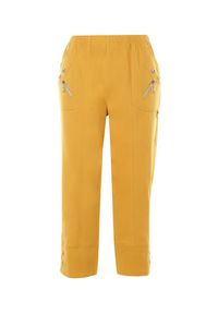 Born2be - Żółte Spodnie Adrasacia. Kolor: żółty. Materiał: tkanina. Wzór: aplikacja. Styl: sportowy #5