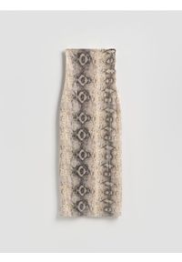 Reserved - Sukienka midi w zwierzęcy wzór - wielobarwny. Materiał: dzianina. Wzór: motyw zwierzęcy. Długość: midi #1