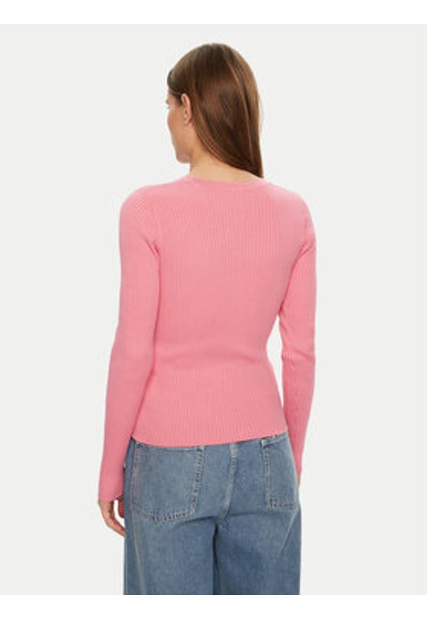 JJXX Sweter Jodi 12250072 Różowy Slim Fit. Kolor: różowy. Materiał: wiskoza