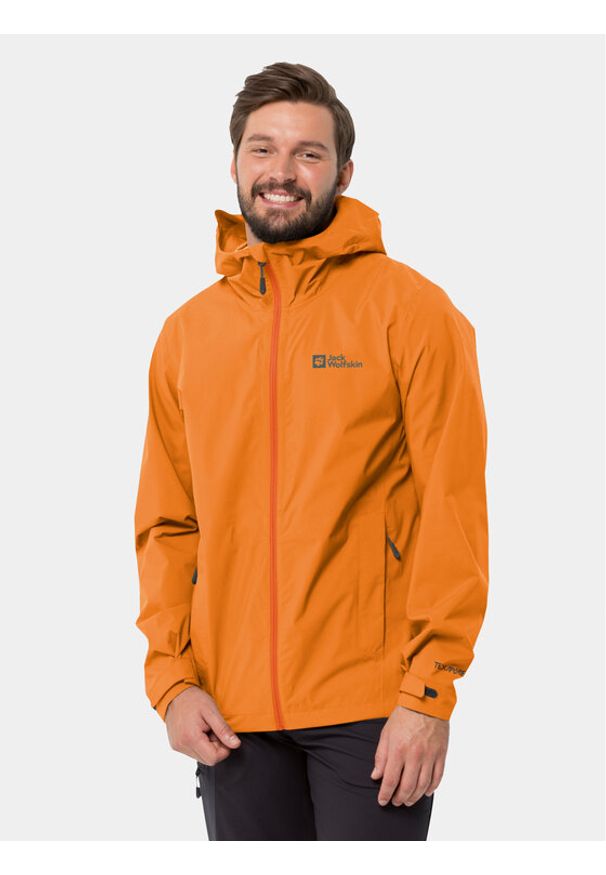 Jack Wolfskin Kurtka przeciwdeszczowa Elsberg 2.5L Jkt 1115881 Pomarańczowy Regular Fit. Kolor: pomarańczowy. Materiał: syntetyk