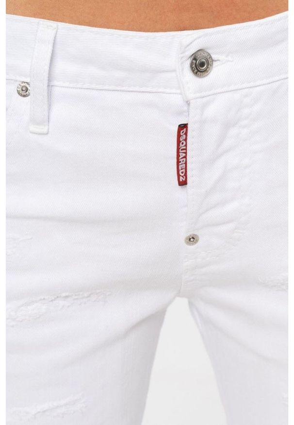 DSQUARED2 Cool girl cropped jeanBiałe jeansy damskie. Kolor: biały. Wzór: aplikacja