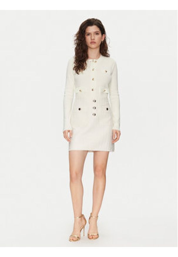 Morgan Spódnica mini 251-JABI Écru Slim Fit. Kolor: kremowy. Materiał: syntetyk