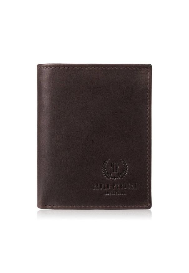 PAOLO PERUZZI - Portfel męski skórzany mały brązowy klasyczny Paolo Peruzzi AY-09-BR. Kolor: brązowy. Materiał: skóra