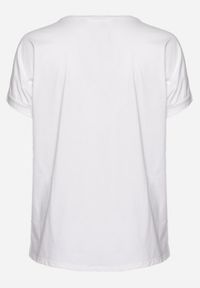 Born2be - Biały Bawełniany T-shirt z Nadrukiem z Przodu Salaura. Kolor: biały. Materiał: bawełna. Wzór: nadruk. Sezon: lato