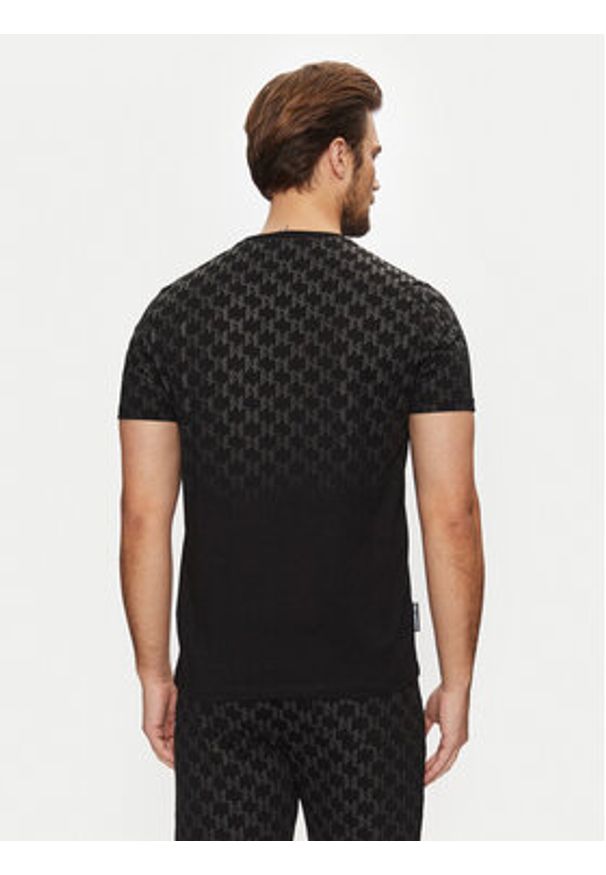 Karl Lagerfeld - KARL LAGERFELD T-Shirt 755099 551251 Czarny Regular Fit. Typ kołnierza: dekolt w karo. Kolor: czarny. Materiał: bawełna