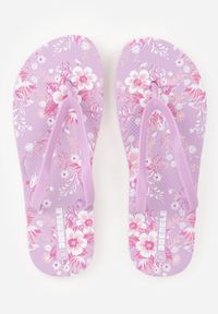 Born2be - Fioletowe Basenowe Japonki z Lekkiej Pianki Ozdobione Kwiatowym Printem Meniss. Okazja: na co dzień, na plażę. Kolor: fioletowy. Wzór: kwiaty, nadruk, aplikacja. Sezon: lato. Styl: wakacyjny, casual #7