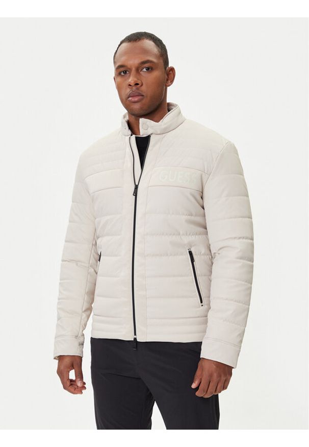 Guess Kurtka przejściowa M4YL16 WFHD0 Écru Regular Fit. Materiał: skóra