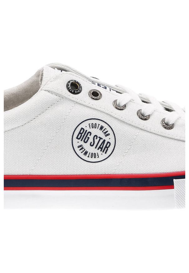 Big-Star - Białe Trampki Big Star Męskie Wygodne Buty. Kolor: biały. Materiał: materiał. Szerokość cholewki: normalna. Wzór: aplikacja