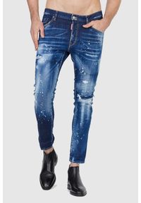 DSQUARED2 Niebieskie jeansy męskie Skater jean. Kolor: niebieski. Wzór: aplikacja #1