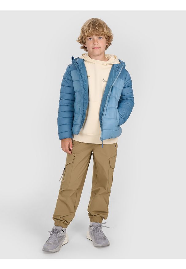 4f - 4F Kurtka puchowa z wypełnieniem syntetycznym chłopięca - granatowa 164 (13-14 lat). Okazja: na co dzień. Kolor: niebieski. Materiał: syntetyk, puch. Sezon: lato. Styl: klasyczny, casual