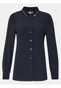 TOMMY HILFIGER - Tommy Hilfiger Koszula Smd Detail Fluid Shirt WW0WW40549 Granatowy Regular Fit. Kolor: niebieski. Materiał: wiskoza