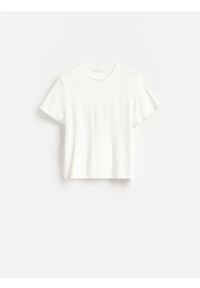 Reserved - T-shirt z wiskozą - biały. Kolor: biały. Materiał: wiskoza