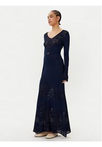 TwinSet - TWINSET Sukienka dzianinowa 251TP3240 Granatowy Slim Fit. Kolor: niebieski. Materiał: syntetyk, wiskoza #5