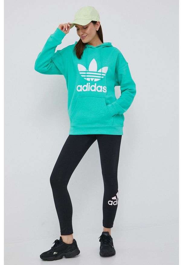Adidas - adidas legginsy HC8617 damskie kolor czarny z nadrukiem. Stan: podwyższony. Kolor: czarny. Materiał: bawełna. Wzór: nadruk