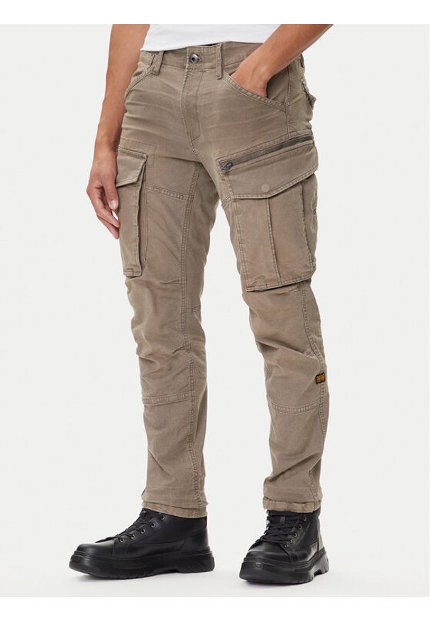 G-Star RAW - G-Star Raw Spodnie materiałowe Rovic Zip 3D D02190-E172 Beżowy Tapered Fit. Kolor: beżowy. Materiał: bawełna