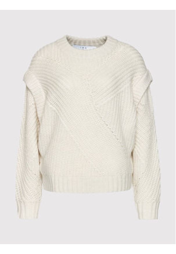 IRO Sweter Acia AP241 Beżowy Relaxed Fit. Kolor: beżowy. Materiał: wełna