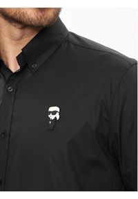 Karl Lagerfeld - KARL LAGERFELD Koszula 605911 542600 Czarny Regular Fit. Typ kołnierza: dekolt w karo. Kolor: czarny. Materiał: bawełna #4
