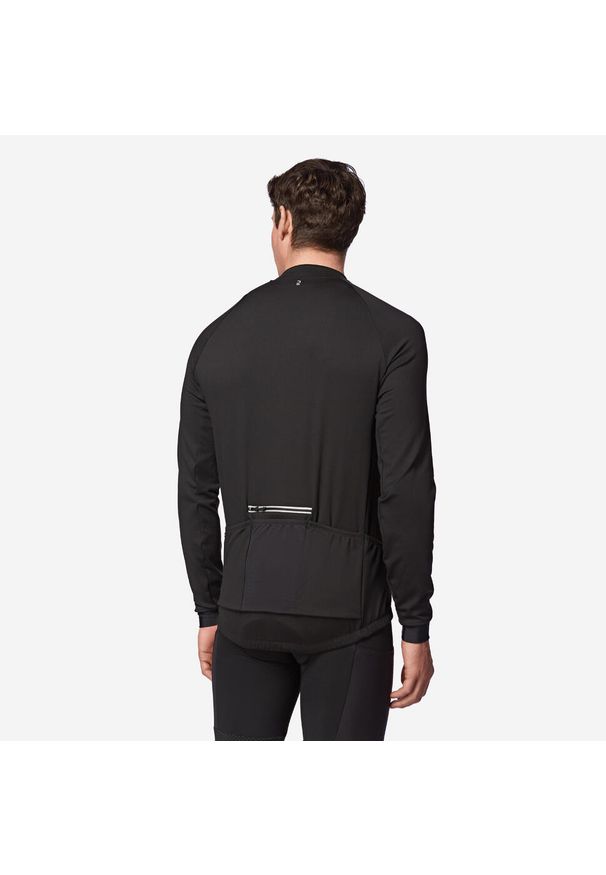 VAN RYSEL - Bluza rowerowa Triban RC100 długi rękaw. Kolor: czarny. Materiał: materiał, elastan, poliester, polar. Długość rękawa: długi rękaw. Długość: długie. Sport: kolarstwo