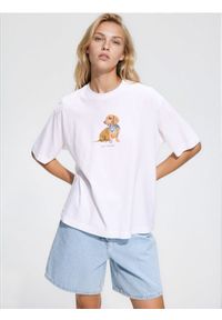 Reserved - Bawełniany t-shirt z nadrukiem - biały. Kolor: biały. Materiał: bawełna. Wzór: nadruk #1