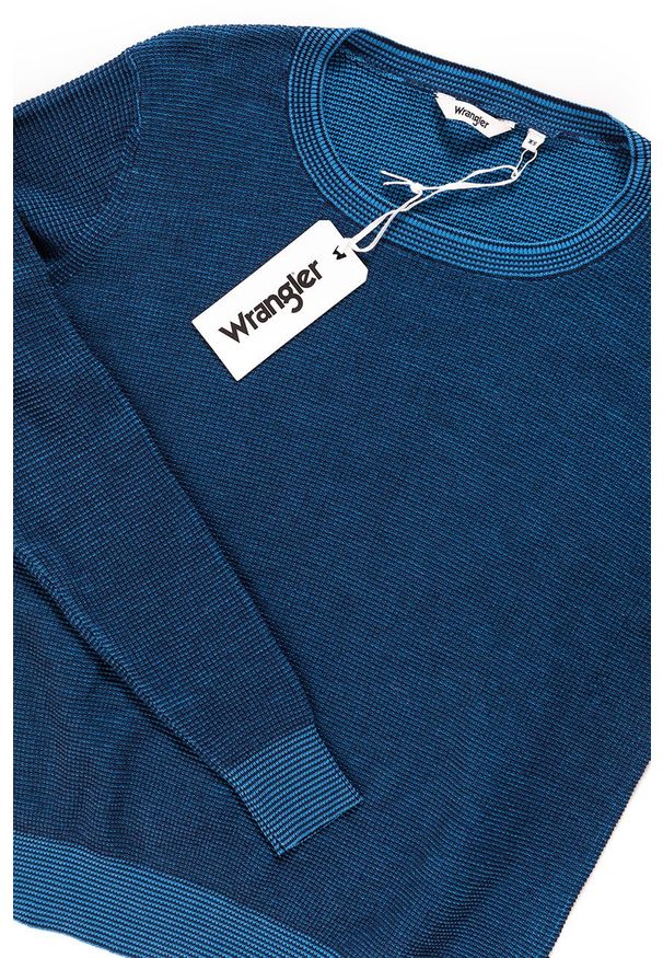Wrangler - DAMSKI SWETER WRANGLER TWO TONE KNIT NAVY W81081P35 112132225. Materiał: bawełna, dzianina