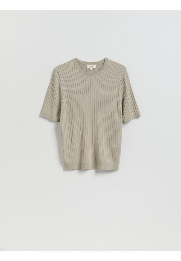 Reserved - T-shirt z dodatkiem CIRCULOSE® - beżowy. Kolor: beżowy. Materiał: wiskoza