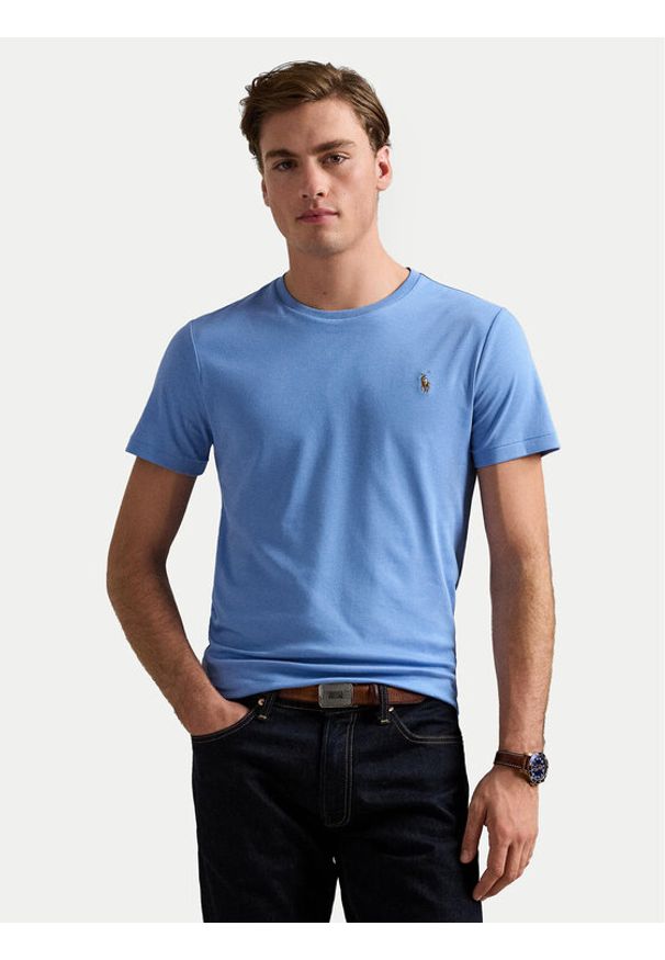 Polo Ralph Lauren T-Shirt 710740727086 Niebieski Slim Fit. Typ kołnierza: polo. Kolor: niebieski. Materiał: bawełna