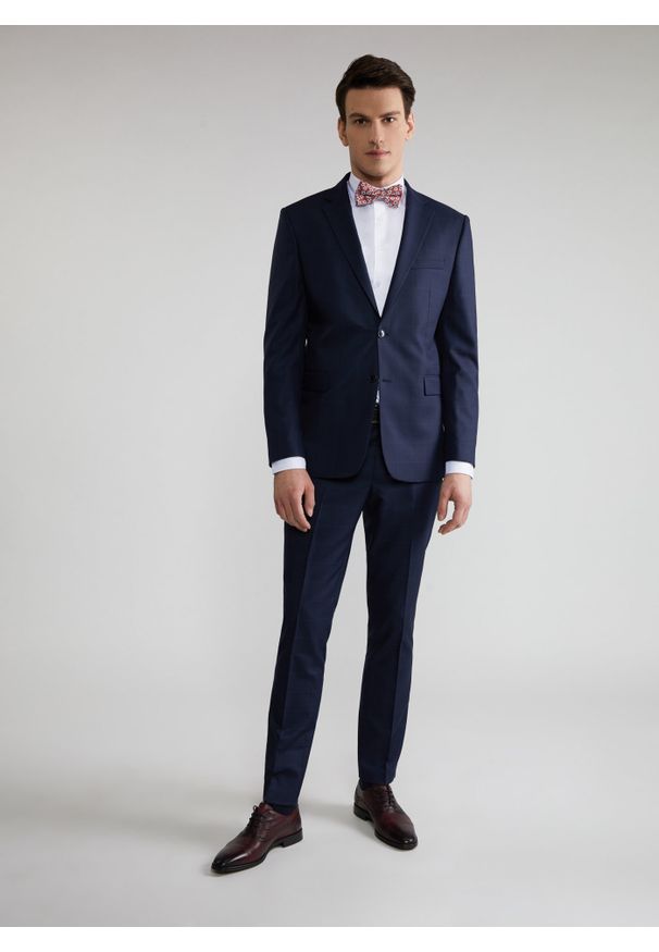 Pako Lorente - PAKO LORENTE – Granatowe spodnie garniturowe P22SF-6G-015-G-S. Kolor: niebieski. Materiał: poliester, elastan, wiskoza