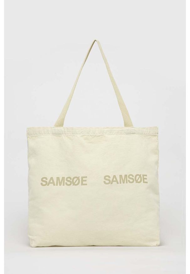 Samsoe & Samsoe - Samsoe Samsoe torebka kolor beżowy. Kolor: zielony. Wzór: nadruk. Materiał: z nadrukiem. Rodzaj torebki: na ramię