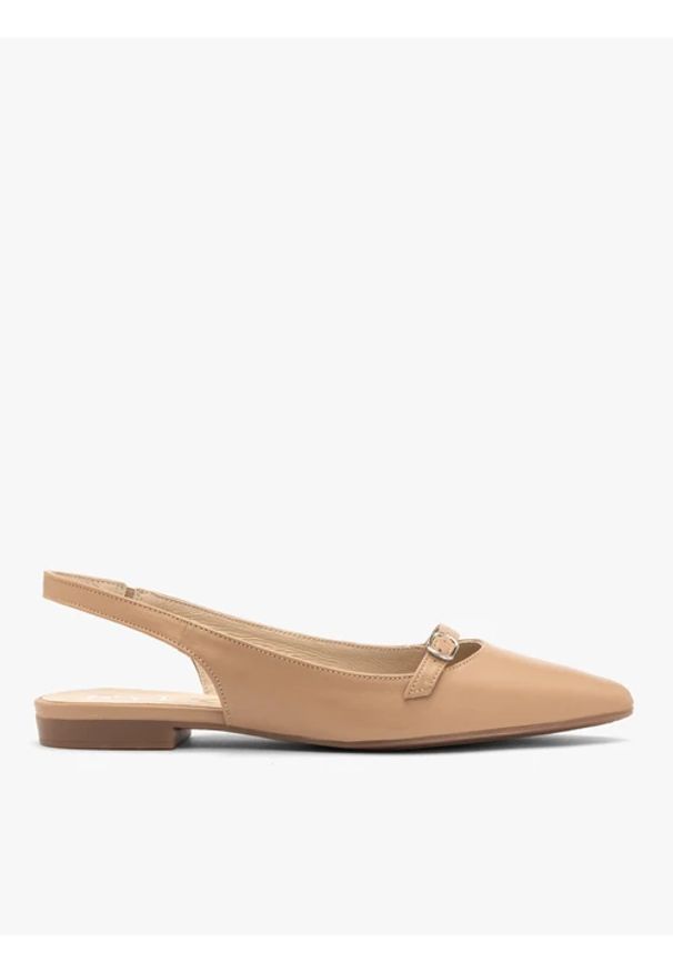 Ryłko - Beżowe baleriny slingback. Zapięcie: pasek. Kolor: beżowy. Materiał: skóra. Szerokość cholewki: normalna. Styl: street