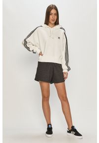 adidas Originals Bluza damska kolor biały z kapturem wzorzysta. Okazja: na co dzień. Typ kołnierza: kaptur. Kolor: biały. Wzór: aplikacja. Styl: casual #4