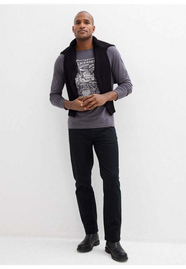 bonprix - Spodnie ze stretchem, classic fit, prosta nogawka. Stan: podwyższony. Kolor: czarny