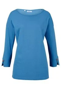 Shirt oversize o waflowej fakturze, rękawy 3/4 bonprix błękitny. Kolor: niebieski #1