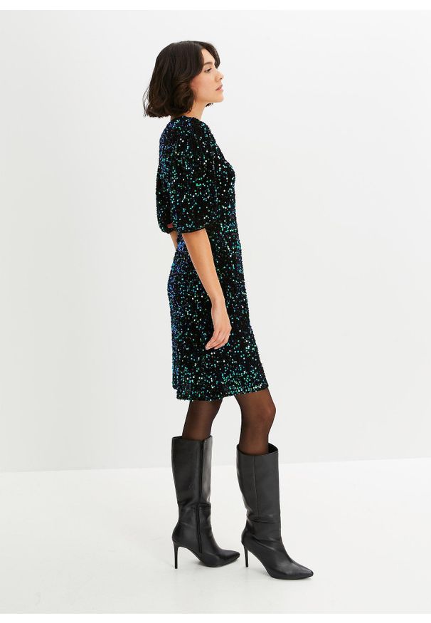 bonprix - Sukienka z cekinami. Kolor: czarny