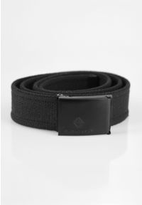 Volcano - Dzianinowy pasek męski czarny A-MAN. Kolor: czarny. Materiał: dzianina. Wzór: napisy. Styl: sportowy, elegancki #1