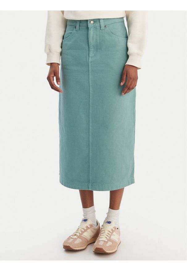 Quiksilver Spódnica jeansowa Mason EQWWK03027 Turkusowy Regular Fit. Kolor: turkusowy. Materiał: bawełna