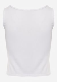 Born2be - Biały Prążkowany Top na Szerokich Ramiączkach z Bawełny Zdobiony Guzikami Bernella. Okazja: na spacer. Kolor: biały. Materiał: prążkowany, bawełna. Długość rękawa: na ramiączkach. Wzór: aplikacja. Sezon: zima, lato. Styl: elegancki #2