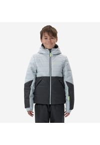 WEDZE - Kurtka narciarska dla dzieci Wedze 100 Warm. Kolor: szary, wielokolorowy, żółty. Materiał: polar, materiał. Sezon: zima. Sport: narciarstwo