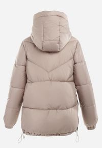 Born2be - Beżowa Kurtka Pikowana z Kapturem Lannea. Typ kołnierza: kaptur. Kolekcja: plus size. Kolor: beżowy. Materiał: jeans. Długość rękawa: długi rękaw. Długość: długie