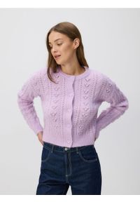 Reserved - Kardigan z ozdobnymi guzikami - lawendowy. Kolor: fioletowy. Materiał: dzianina, wełna #1