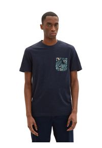 Tom Tailor T-Shirt 1035844 Granatowy Regular Fit. Kolor: niebieski. Materiał: bawełna
