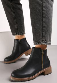 Born2be - Czarne Botki za Kostkę z Ozdobnym Suwakiem Gevira. Okazja: na co dzień. Wysokość cholewki: za kostkę. Kolor: czarny. Styl: casual #5