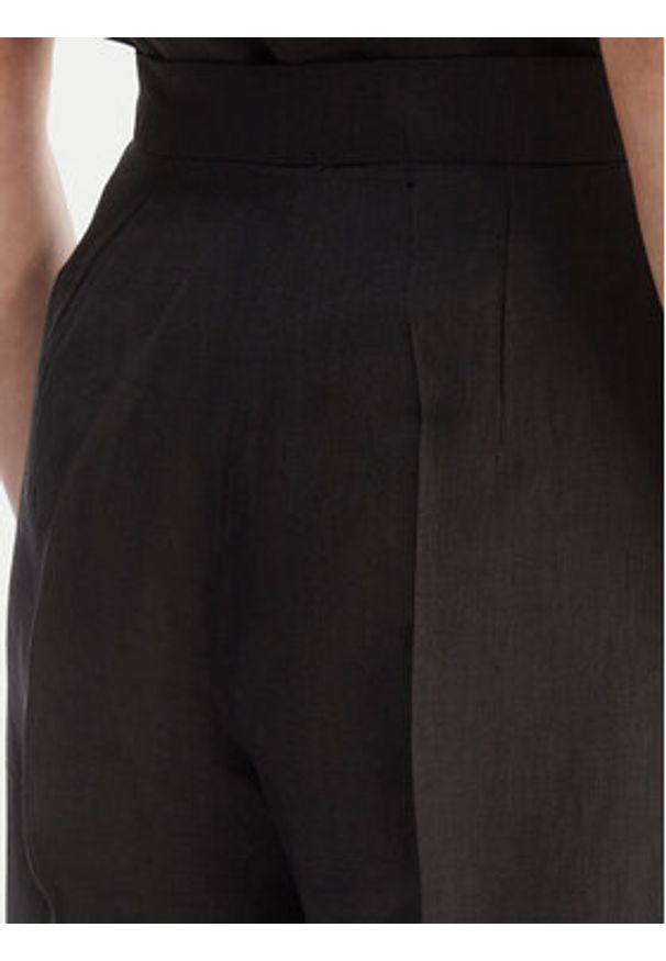 Marella Spodnie materiałowe Clava 2615131182 Czarny Regular Fit. Kolor: czarny. Materiał: len