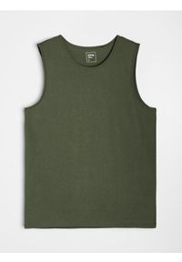 Sinsay - Bawełniany tank top basic - khaki. Kolor: brązowy. Materiał: bawełna