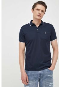 Polo Ralph Lauren polo męski kolor granatowy z aplikacją. Typ kołnierza: polo. Kolor: niebieski. Materiał: poliester. Długość rękawa: krótki rękaw. Długość: krótkie. Wzór: aplikacja #4