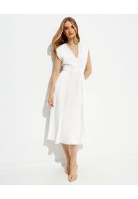 prada - PRADA - Biała plisowana sukienka midi. Kolor: biały. Materiał: tkanina. Długość: midi #5