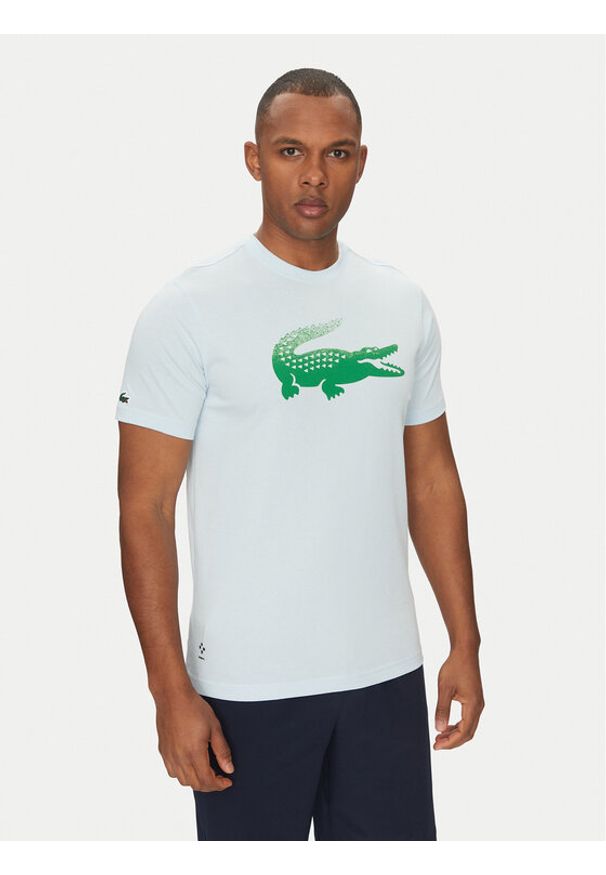 Lacoste T-Shirt TH8970 Błękitny Regular Fit. Kolor: niebieski. Materiał: bawełna, syntetyk
