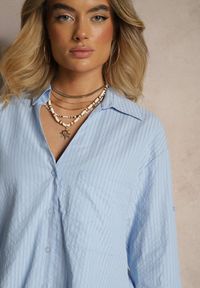 Renee - Jasnoniebieska Koszula z Bawełny w Delikatne Paseczki Lisallia. Okazja: na co dzień. Typ kołnierza: kołnierzyk klasyczny. Kolor: niebieski. Materiał: bawełna. Długość rękawa: długi rękaw. Długość: długie. Styl: sportowy, klasyczny, casual #5